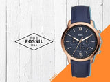 Fossil Neutra Chronograph Blue Dial Blue Leather Strap Watch for Men - FS5454 Buy Now By Fossil