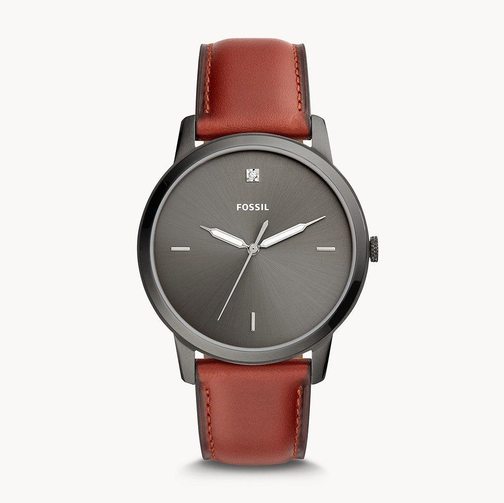 Fossil The Minimalist 3H Grey Dial Brown Leather Strap Watch for Men - FS5479 Buy Now By Fossil