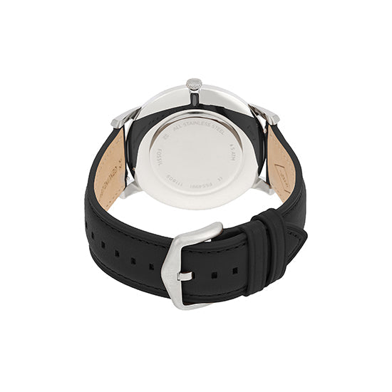 Fossil The Minimalist Carbon Series Black Dial Black Leather Strap Watch for Men - FS5497 Buy Now By Fossil