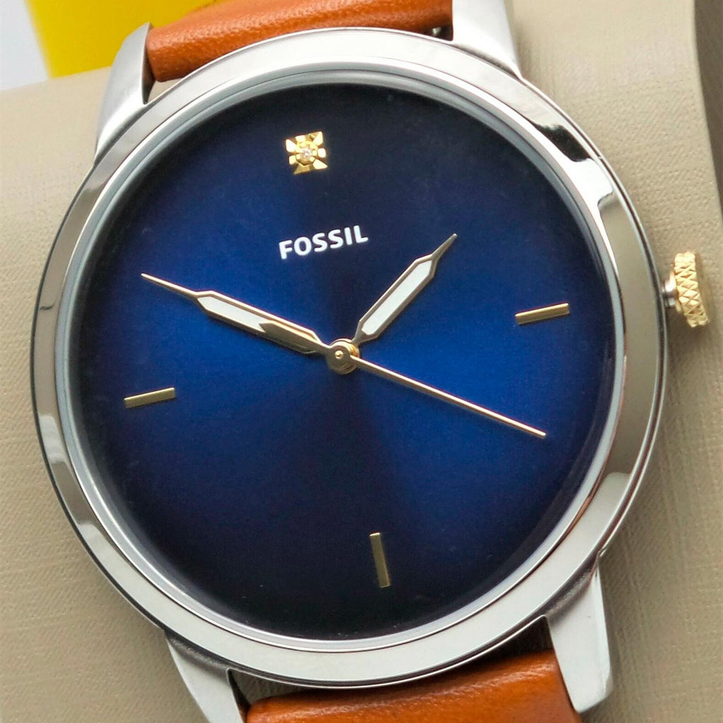 Fossil The Minimalist 3H Blue Dial Brown Leather Strap Watch for Men - FS5499 Buy Now By Fossil