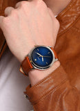 Fossil The Minimalist 3H Blue Dial Brown Leather Strap Watch for Men - FS5499 Buy Now By Fossil