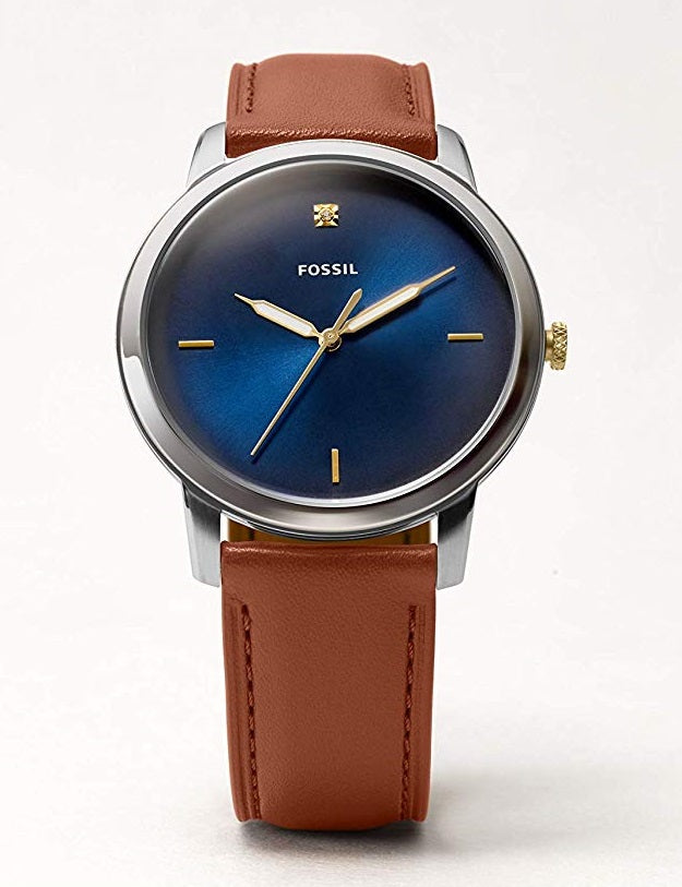 Fossil The Minimalist 3H Blue Dial Brown Leather Strap Watch for Men - FS5499 Buy Now By Fossil