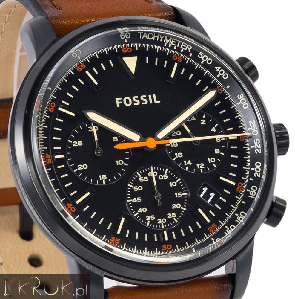 Fossil Goodwin Luggage Chronograph Black Dial Brown Leather Strap Watch for Men - FS5501 Buy Now By Fossil