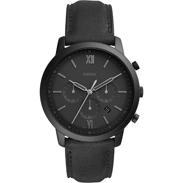 Fossil Neutra Chronograph Black Dial Black Leather Strap Watch for Men - FS5503 Buy Now By Fossil