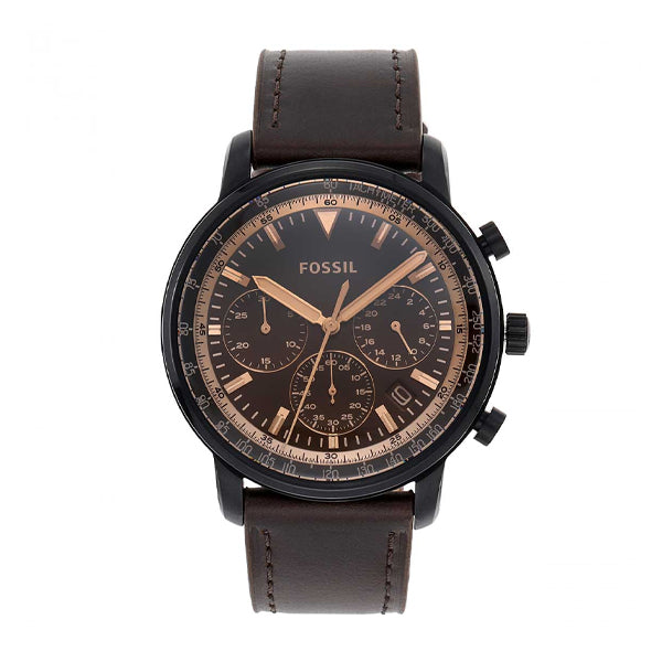 Fossil Goodwin Chronograph Brown Dial Brown Leather Strap Watch for Men - FS5529 Buy Now By Fossil