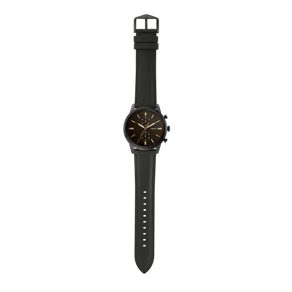 Fossil Goodwin Chronograph Black Dial Black Leather Strap Watch for Men - FS5585 Buy Now By Fossil
