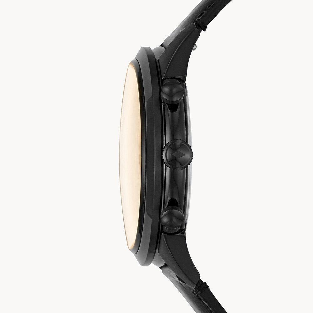 Fossil Goodwin Chronograph Black Dial Black Leather Strap Watch for Men - FS5585 Buy Now By Fossil