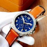 Fossil Bowman Chronograph Blue Dial Brown Leather Strap Watch for Men - FS5602 Buy Now By Fossil