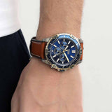 Fossil Garrett Chronograph Blue Dial Brown Leather Strap Watch for Men - FS5625 Buy Now By Fossil