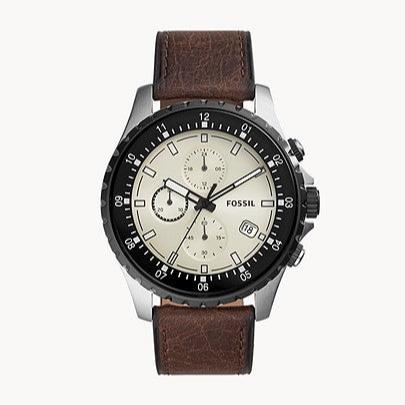 Fossil Dillinger Chronograph White Dial Brown Leather Strap Watch for Men - FS5674 Buy Now By Fossil