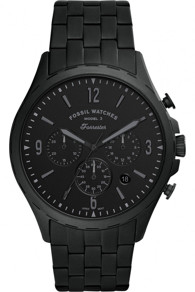 Fossil Forrester Chronograph Black Dial Black Steel Strap Watch for Men - FS5697 Buy Now By Fossil