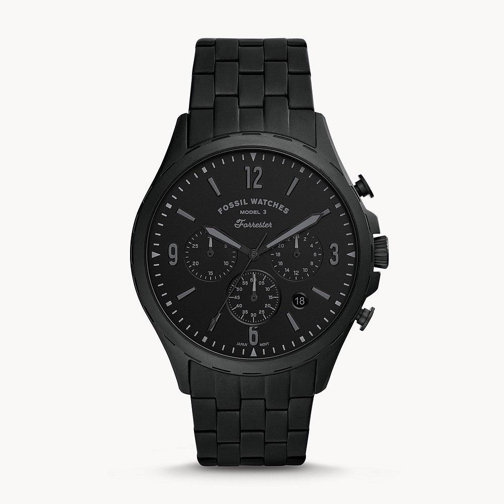 Fossil Forrester Chronograph Black Dial Black Steel Strap Watch for Men - FS5697 Buy Now By Fossil