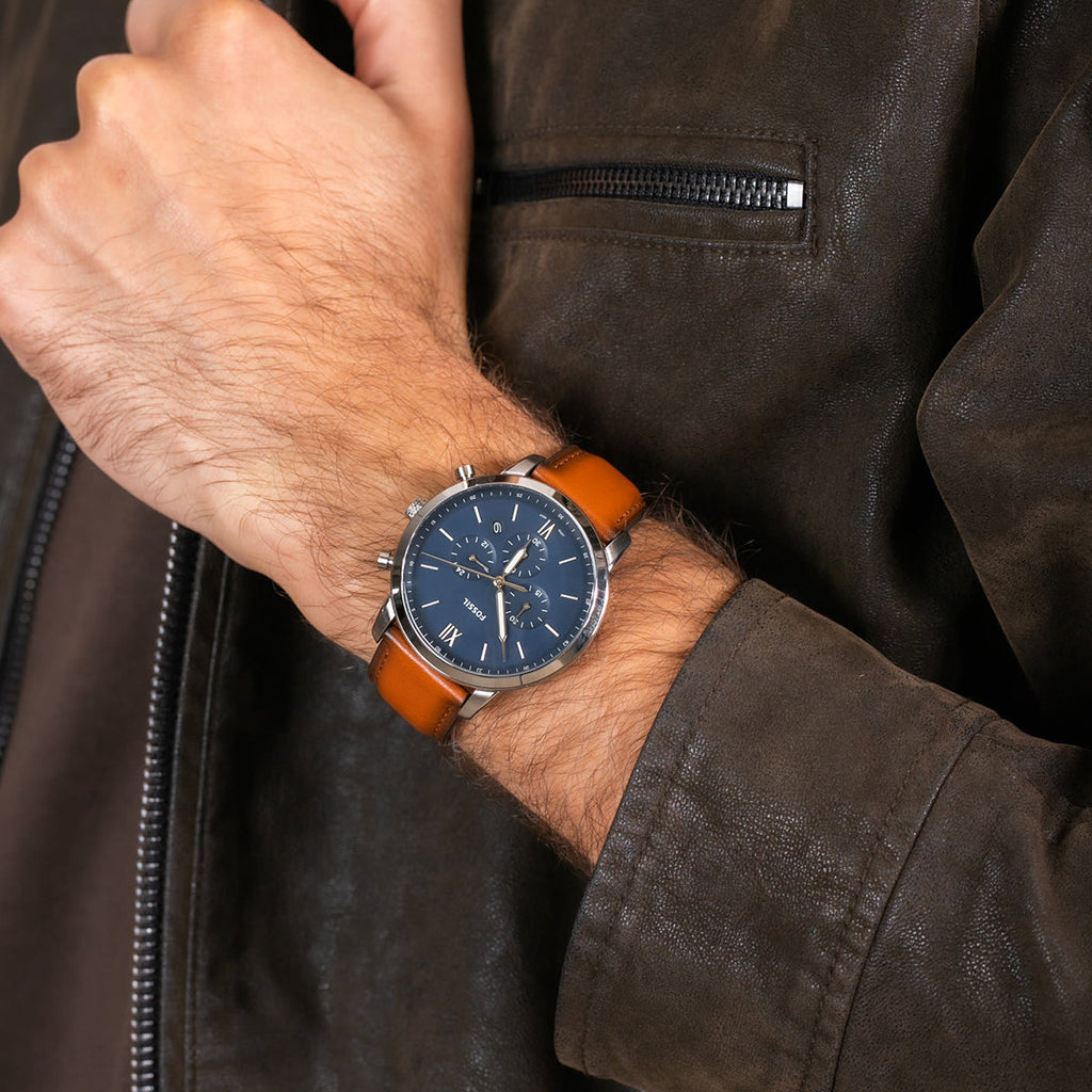 Fossil The Commuter Blue Dial Brown Leather Strap Watch for Men - FS5401 Buy Now By Fossil