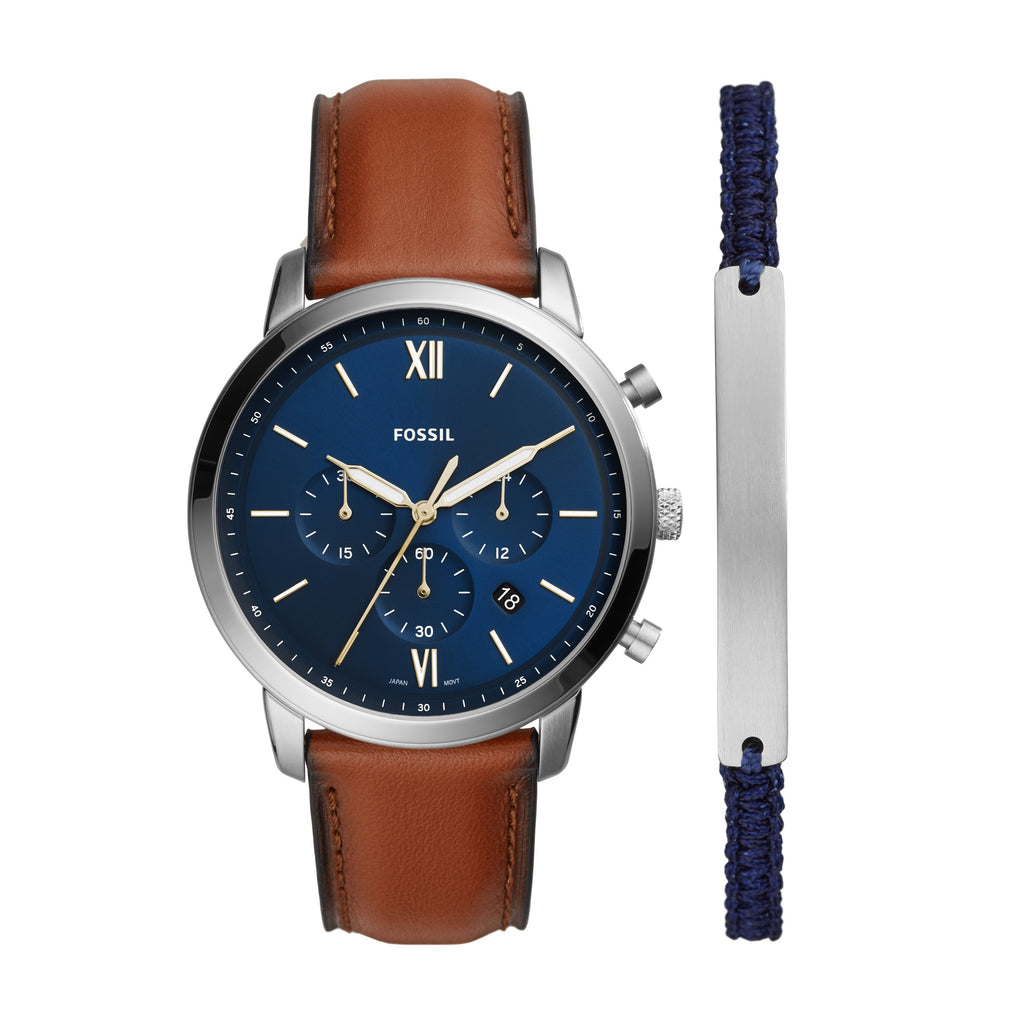 Fossil Neutra Chronograph Blue Dial Brown Leather Strap Watch for Men - FS5453 Buy Now By Fossil