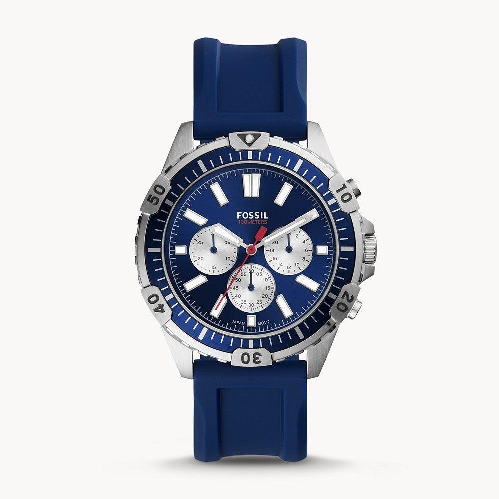Fossil Garrett Chronograph Blue Dial Blue Rubber Strap Watch for Men - FS5709 Buy Now By Fossil
