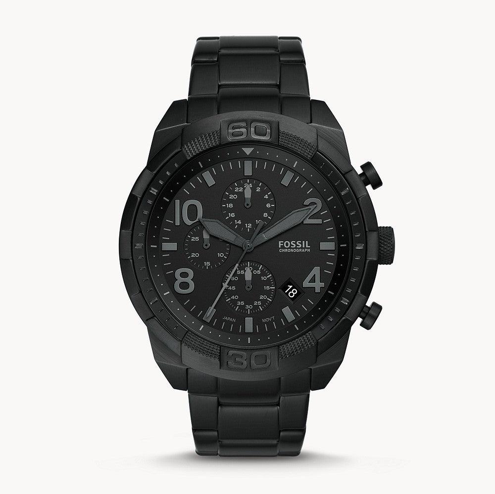 Fossil Bronson Chronograph Black Dial Black Steel Strap Watch for Men - FS5712 Buy Now By Fossil