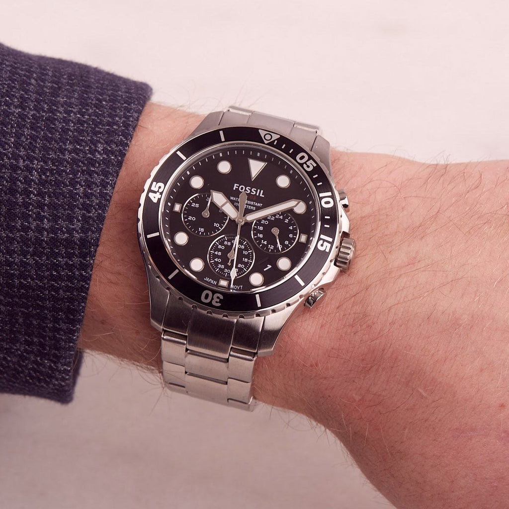 Fossil FB-03 Chronograph Black Dial Silver Steel Strap Watch for Men - FS5725 Buy Now By Fossil