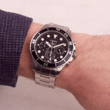 Fossil FB-03 Chronograph Black Dial Silver Steel Strap Watch for Men - FS5725 Buy Now By Fossil