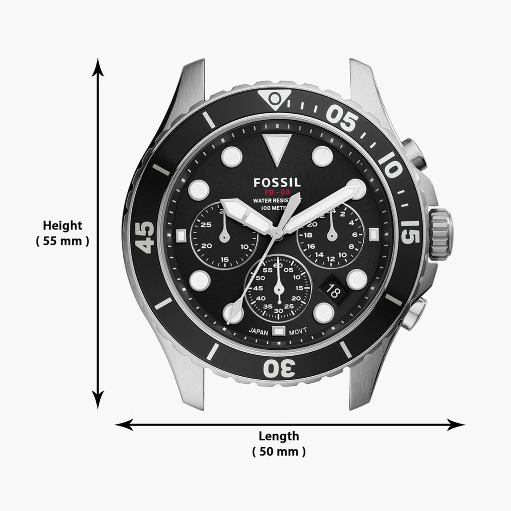 Fossil FB-03 Chronograph Black Dial Silver Steel Strap Watch for Men - FS5725 Buy Now By Fossil