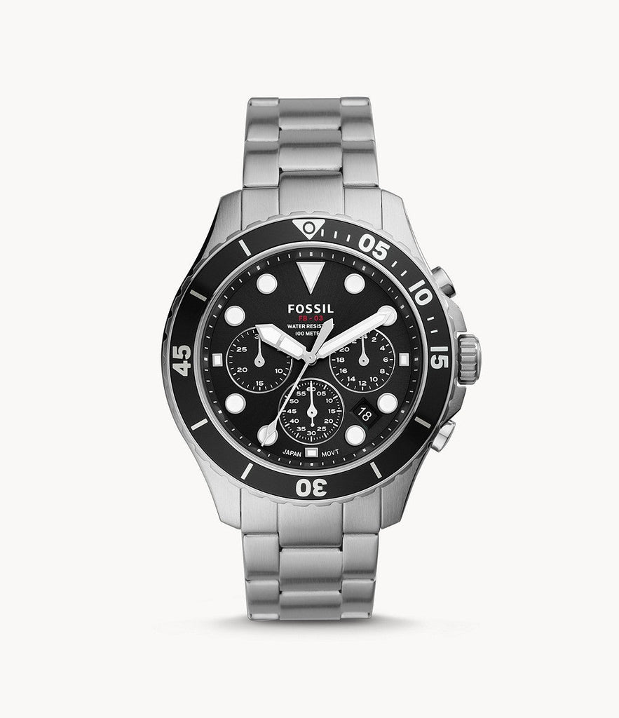 Fossil FB-03 Chronograph Black Dial Silver Steel Strap Watch for Men - FS5725 Buy Now By Fossil