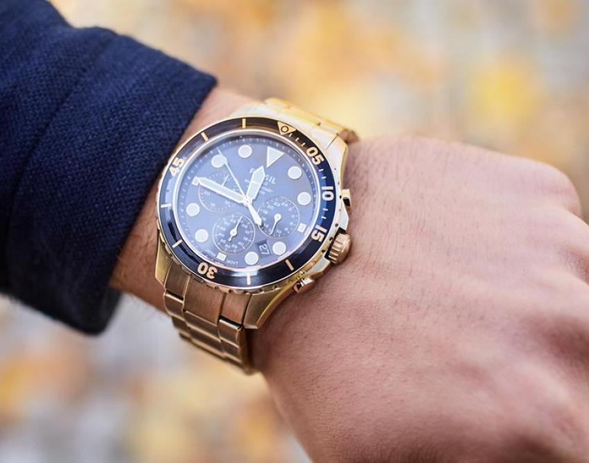 Fossil FB-03 Chronograph Black Dial Gold Steel Strap Watch for Men - FS5727 Buy Now By Fossil