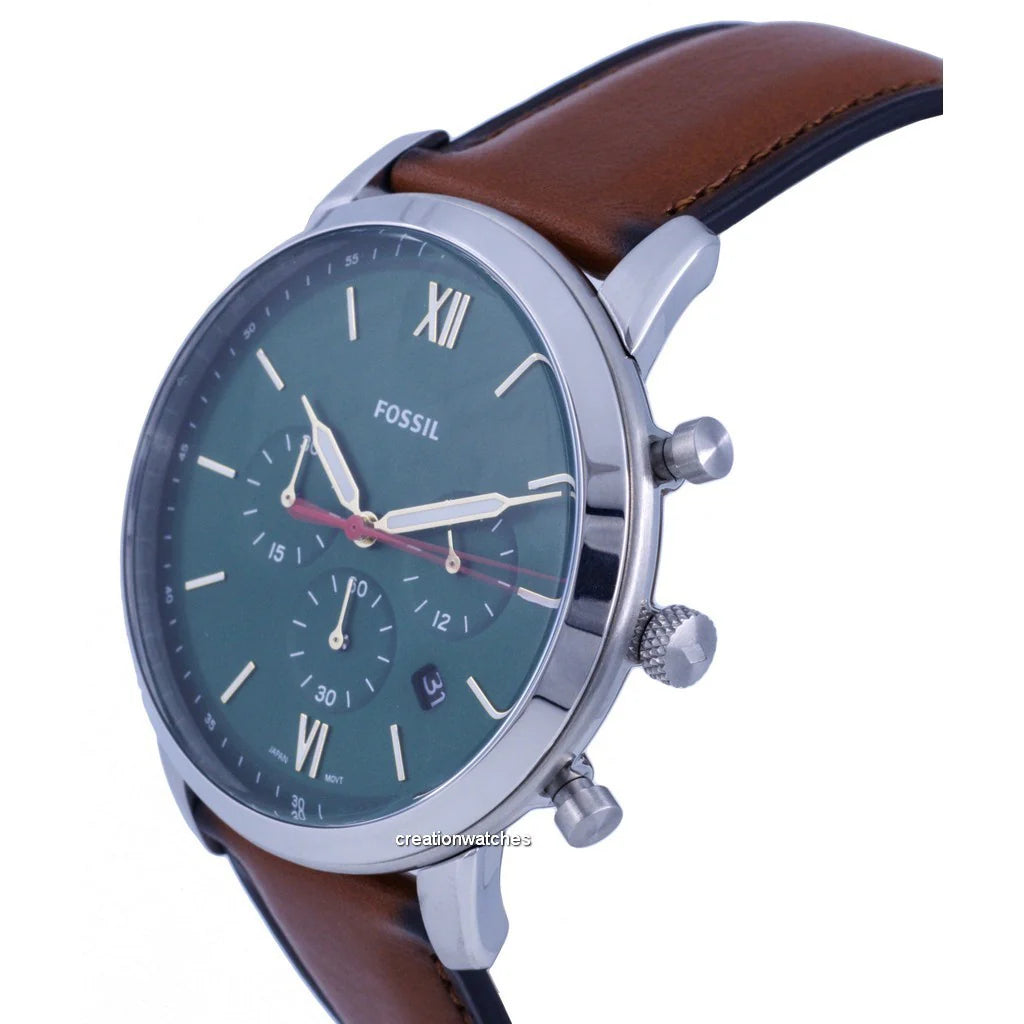 Fossil Neutra Chronograph Green Dial Brown Leather Strap Watch for Men - FS5735 Buy Now By Fossil