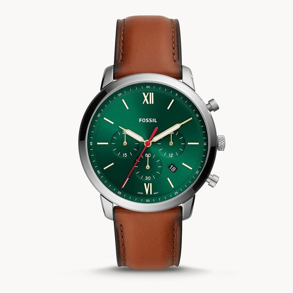 Fossil Neutra Chronograph Green Dial Brown Leather Strap Watch for Men - FS5735 Buy Now By Fossil