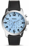 Fossil Pilot Chronograph Sky Blue Dial Black Leather Strap Watch for Men - FS5162 Buy Now By Fossil