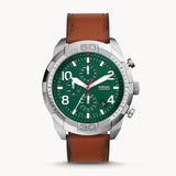 Fossil Bronson Chronograph Green Dial Brown Leather Strap Watch for Men - FS5738 Buy Now By Fossil