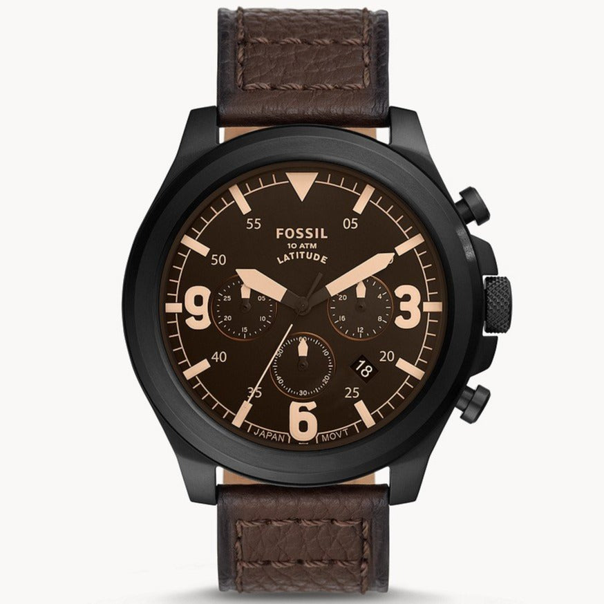 Fossil Nate Chronograph Brown Dial Brown Leather Strap Watch for Men - JR1511 Buy Now By Fossil