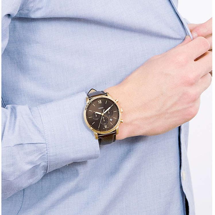 Fossil Neutra Chronograph Brown Dial Brown Leather Strap Watch for Men - FS5763 Buy Now By Fossil