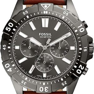 Fossil Garrett Chronograph Grey Dial Brown Leather Strap Watch for Men - FS5770 Buy Now By Fossil