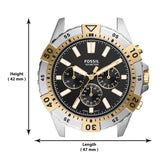 Fossil Garrett Analog Black Dial Two Tone Steel Strap Watch for Men - FS5771 Buy Now By Fossil