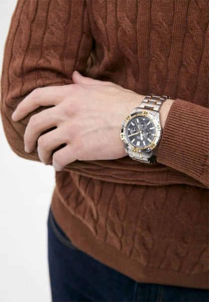 Fossil Garrett Analog Black Dial Two Tone Steel Strap Watch for Men - FS5771 Buy Now By Fossil