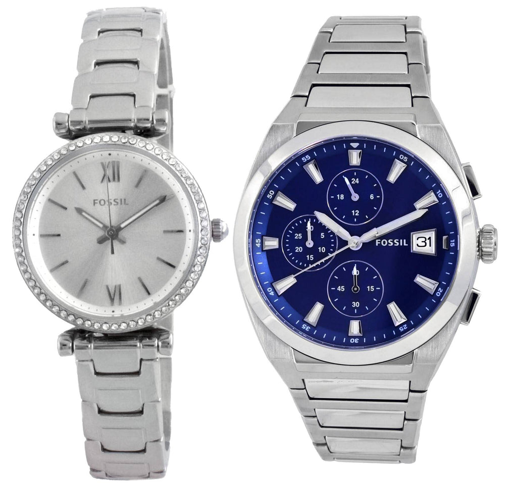 Fossil Everett Chronograph Blue Dial Silver Steel Strap Watch for Men - FS5795 Buy Now By Fossil