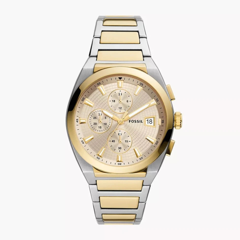 Fossil Everett Chronograph Gold Dial Two Tone Steel Strap Watch for Men - FS5796 Buy Now By Fossil