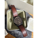 Fossil Everett Chronograph Black Dial Brown Leather Strap Watch for Men - FS5798 Buy Now By Fossil