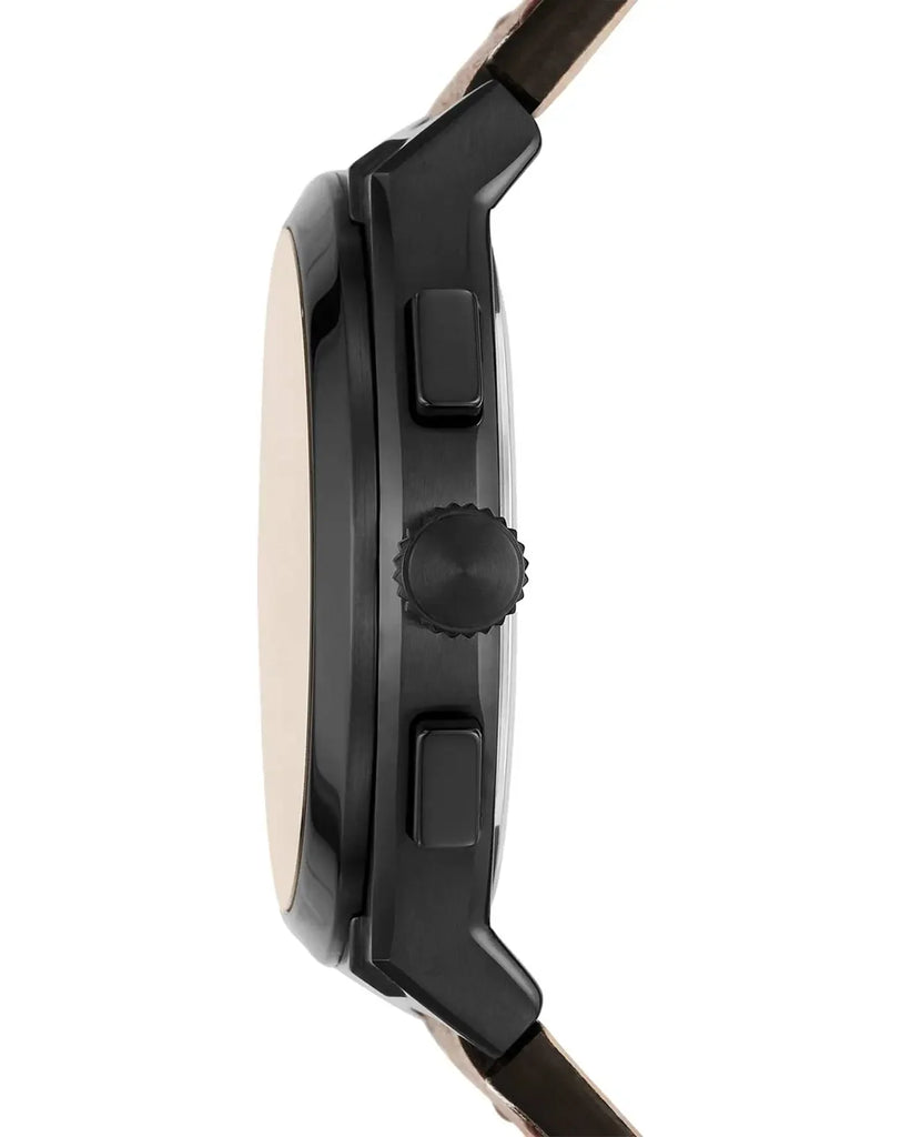 Fossil Everett Chronograph Black Dial Brown Leather Strap Watch for Men - FS5798 Buy Now By Fossil