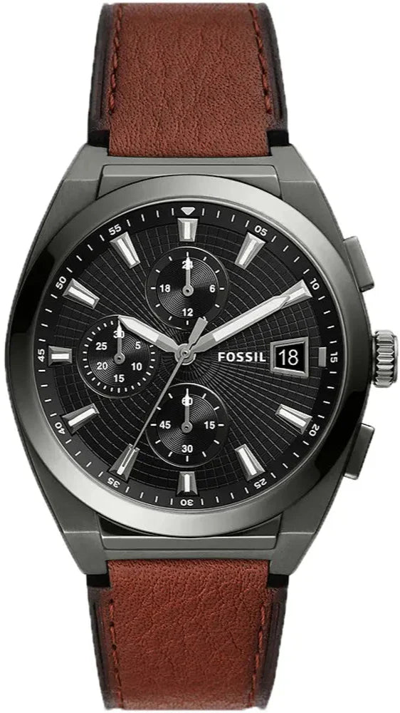 Fossil Everett Chronograph Grey Dial Brown Leather Strap Watch for Men - FS5799 Buy Now By Fossil