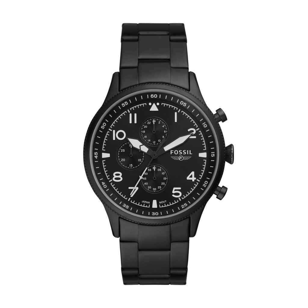 Fossil Pilot Chronograph Black Dial Black Steel Strap Watch for Men - FS5811 Buy Now By Fossil