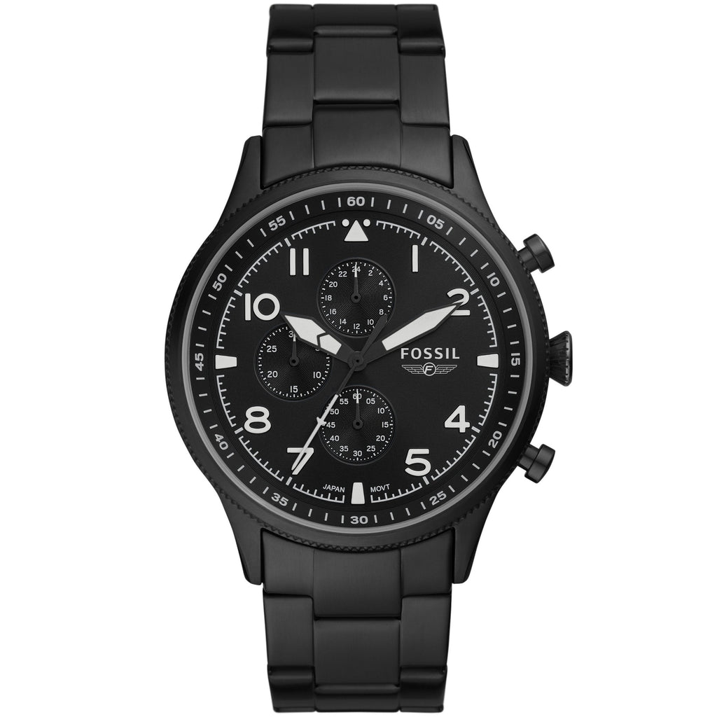 Fossil Pilot Chronograph Black Dial Black Steel Strap Watch for Men - FS5811 Buy Now By Fossil