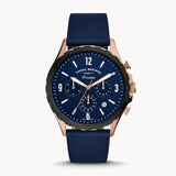 Fossil Forrester Chronograph Blue Dial Blue Leather Strap Watch for Men - FS5814 Buy Now By Fossil