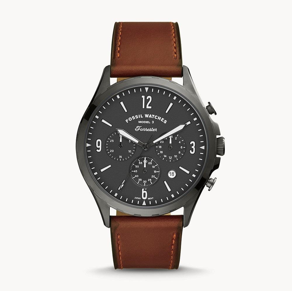 Fossil Forrester Chronograph Grey Dial Brown Leather Strap Watch for Men - FS5815 Buy Now By Fossil