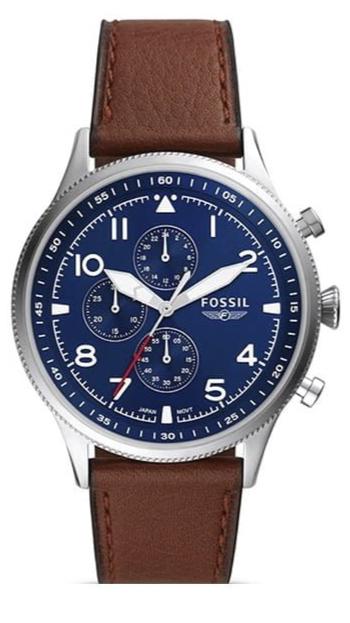 Fossil Retro Pilot Chronograph Blue Dial Brown Leather Strap Watch for Men - FS5832 Buy Now By Fossil