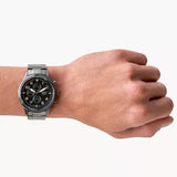 Fossil Retro Pilot Chronograph Black Dial Grey Steel Strap Watch for Men - FS5834 Buy Now By Fossil