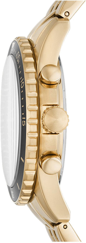 Fossil FB-01 Chronograph Black Dial Gold Steel Strap Watch for Men - FS5836 Buy Now By Fossil