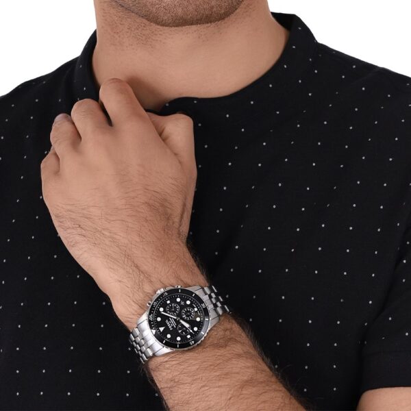 Fossil FB-01 Chronograph Black Dial Silver Steel Strap Watch for Men - FS5837 Buy Now By Fossil