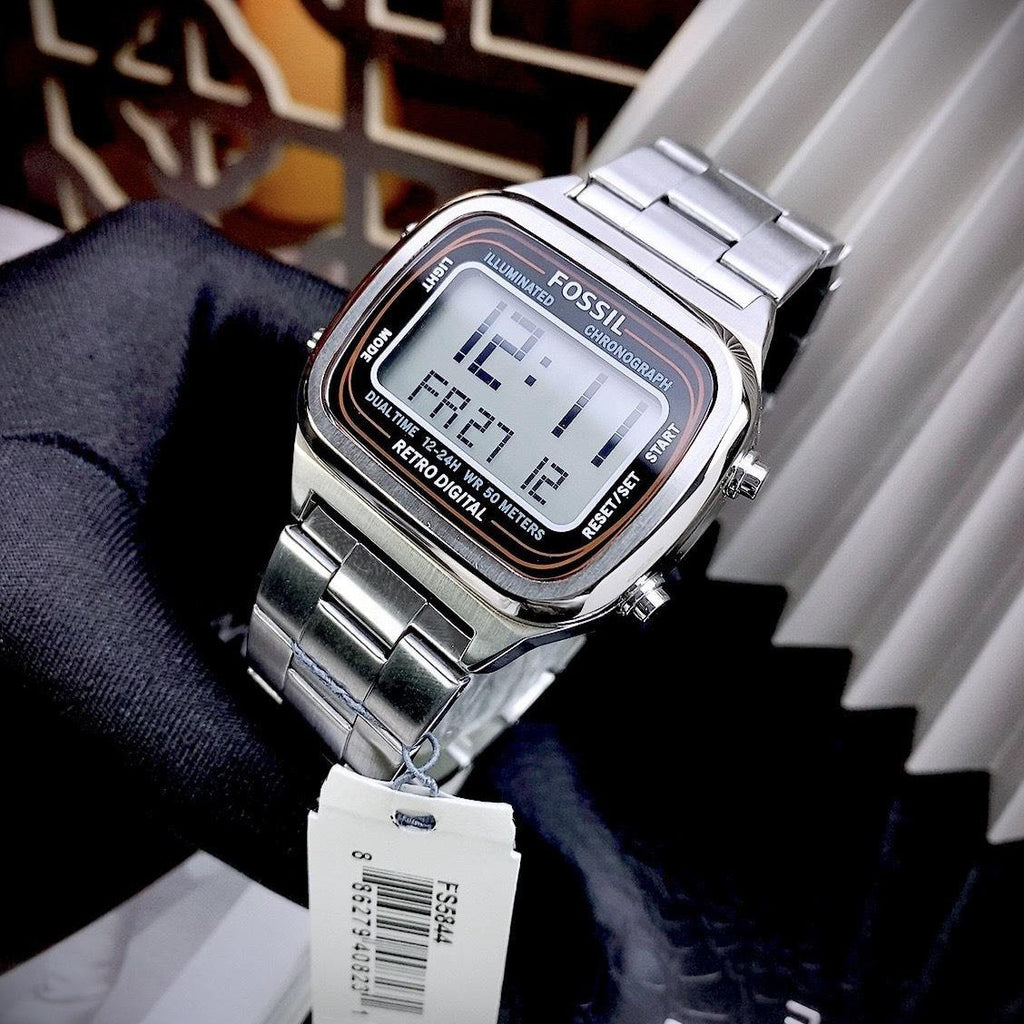 Fossil Retro Digital Silver Dial Silver Steel Strap Watch for Men - FS5844 Buy Now By Fossil