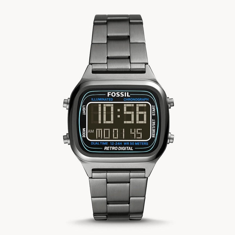 Fossil Retro Digital Black Dial Black Steel Strap Watch for Men - FS5846 Buy Now By Fossil