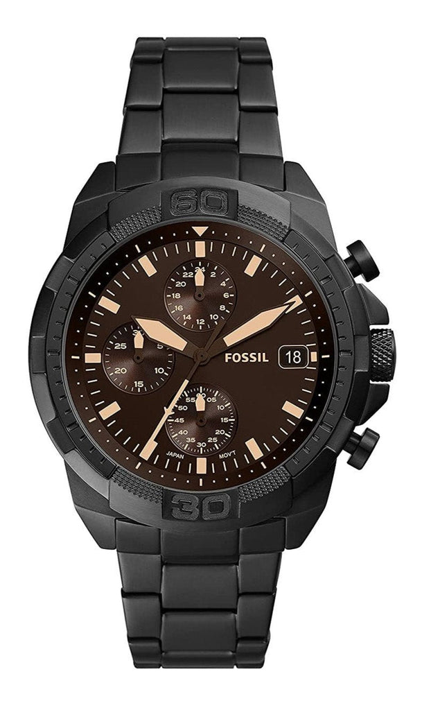 Fossil Bronson Chronograph Black Dial Black Steel Strap Watch for Men - FS5851 Buy Now By Fossil